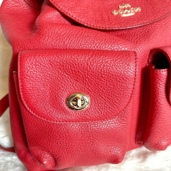 Coach Billie Backpack: Red, Pebbled Leather - Picture 2 of 8